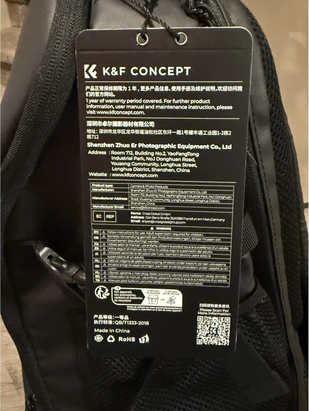 K&F Concept 25L Hard Shell Camera Backpack Rucksack Bag for Photography DSLR SLR
